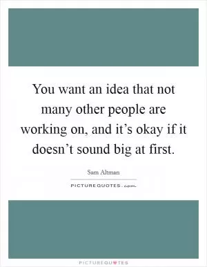 You want an idea that not many other people are working on, and it’s okay if it doesn’t sound big at first Picture Quote #1