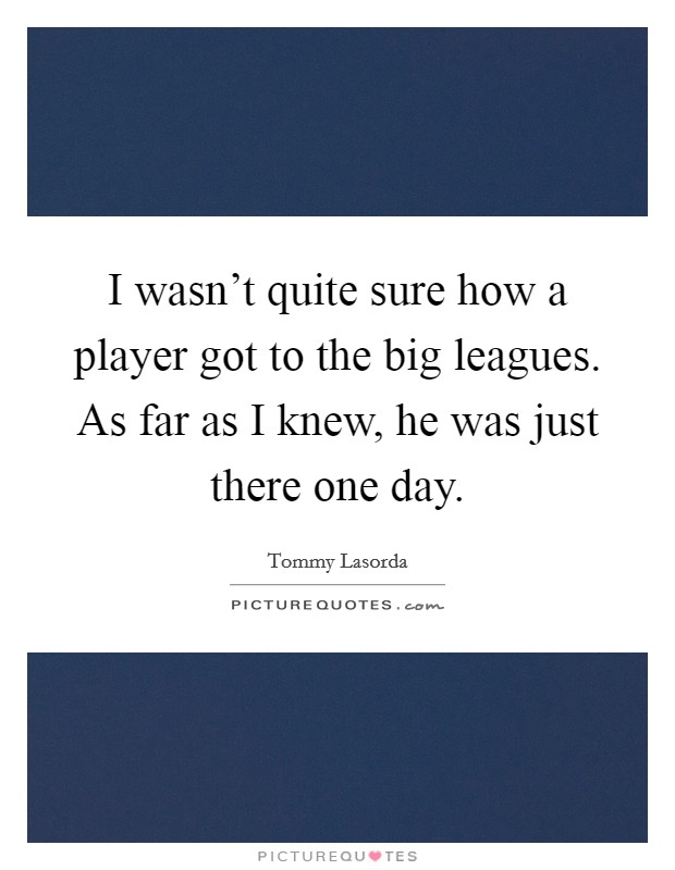 I wasn't quite sure how a player got to the big leagues. As far as I knew, he was just there one day. Picture Quote #1