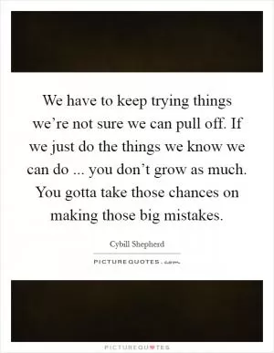 We have to keep trying things we’re not sure we can pull off. If we just do the things we know we can do ... you don’t grow as much. You gotta take those chances on making those big mistakes Picture Quote #1