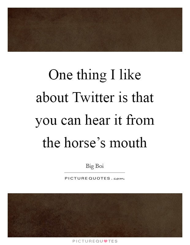 One thing I like about Twitter is that you can hear it from the horse's mouth Picture Quote #1