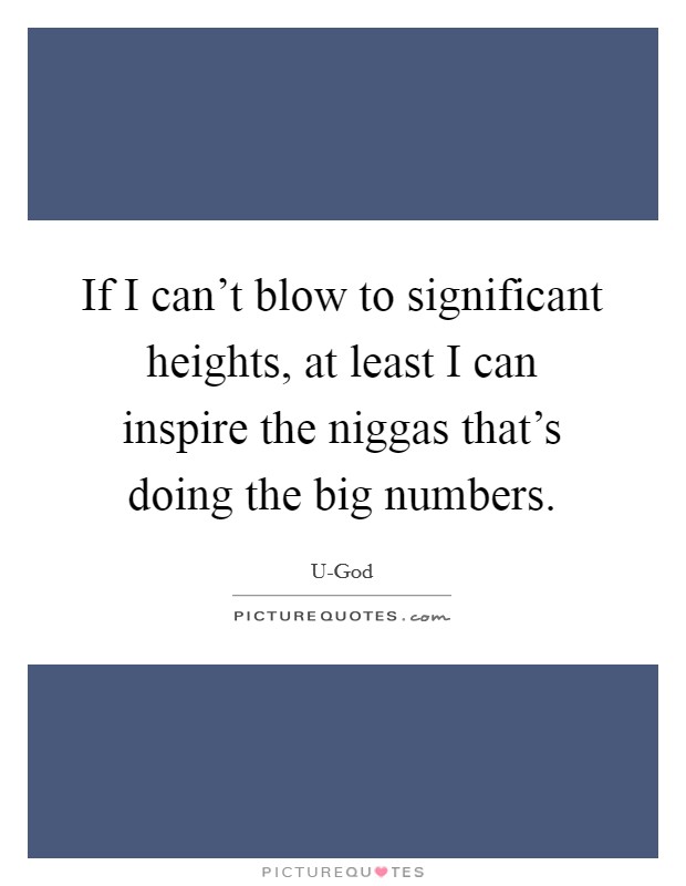 If I can't blow to significant heights, at least I can inspire the niggas that's doing the big numbers. Picture Quote #1