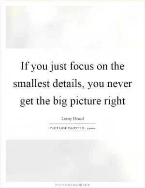 If you just focus on the smallest details, you never get the big picture right Picture Quote #1