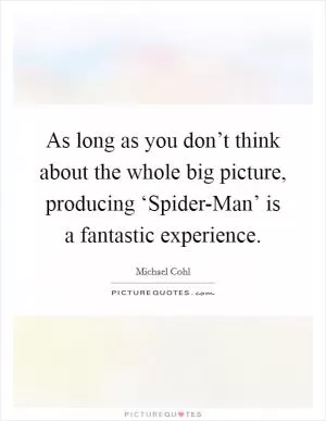 As long as you don’t think about the whole big picture, producing ‘Spider-Man’ is a fantastic experience Picture Quote #1