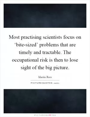 Most practising scientists focus on ‘bite-sized’ problems that are timely and tractable. The occupational risk is then to lose sight of the big picture Picture Quote #1