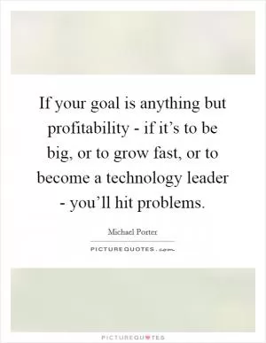 If your goal is anything but profitability - if it’s to be big, or to grow fast, or to become a technology leader - you’ll hit problems Picture Quote #1
