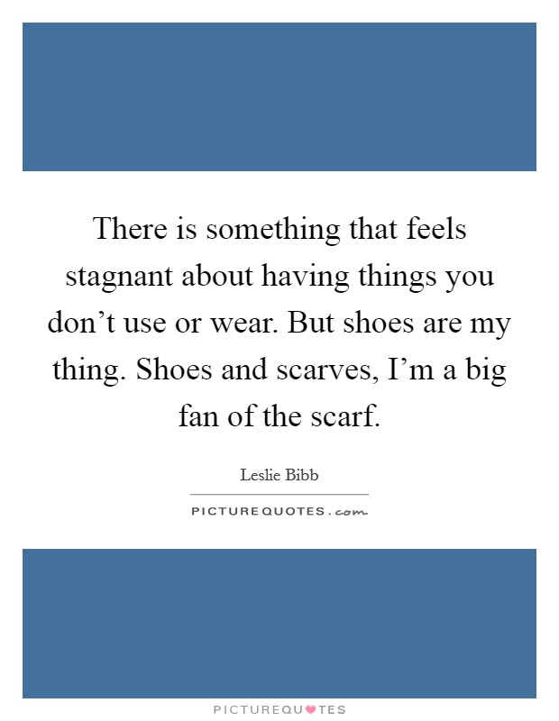 There is something that feels stagnant about having things you don't use or wear. But shoes are my thing. Shoes and scarves, I'm a big fan of the scarf. Picture Quote #1