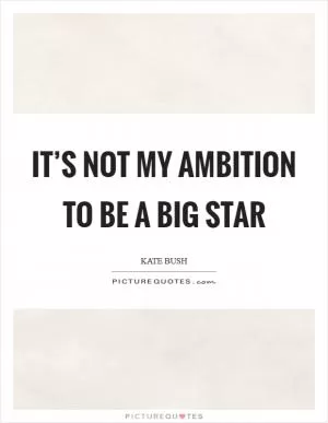 It’s not my ambition to be a big star Picture Quote #1