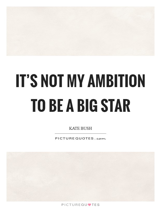 It's not my ambition to be a big star Picture Quote #1