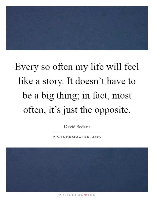 Every so often my life will feel like a story. It doesn't have to be a big thing; in fact, most often, it's just the opposite. Picture Quote #1