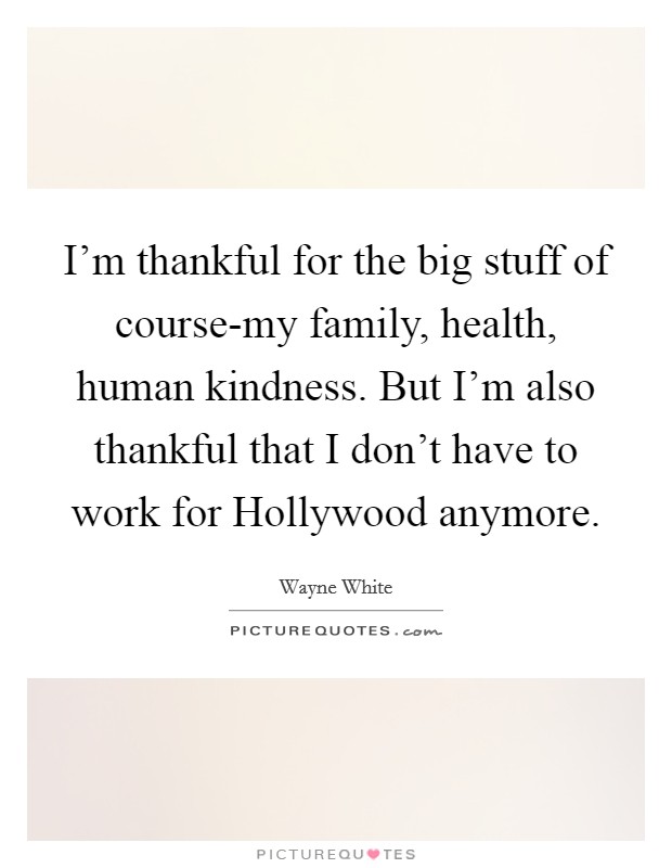 I'm thankful for the big stuff of course-my family, health, human kindness. But I'm also thankful that I don't have to work for Hollywood anymore. Picture Quote #1