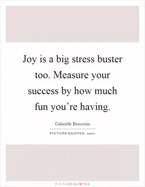 Joy is a big stress buster too. Measure your success by how much fun you’re having Picture Quote #1
