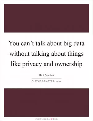 You can’t talk about big data without talking about things like privacy and ownership Picture Quote #1