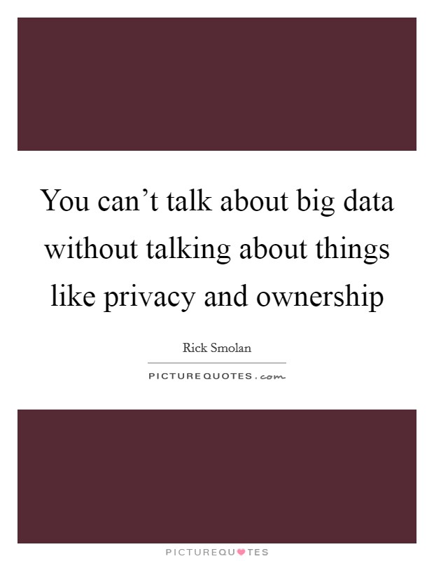 You can't talk about big data without talking about things like privacy and ownership Picture Quote #1