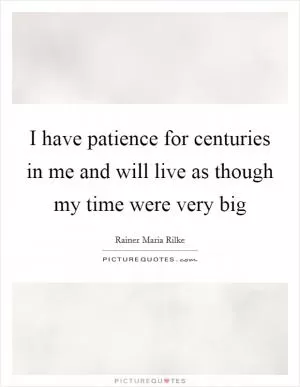 I have patience for centuries in me and will live as though my time were very big Picture Quote #1
