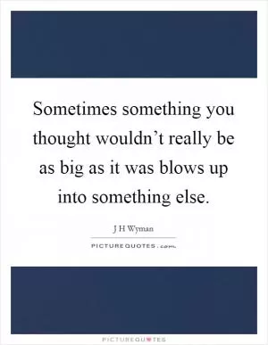 Sometimes something you thought wouldn’t really be as big as it was blows up into something else Picture Quote #1