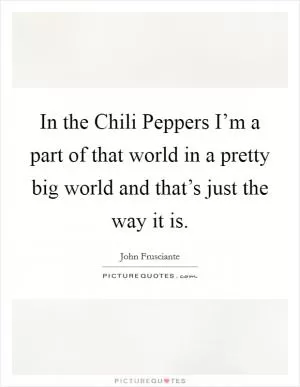 In the Chili Peppers I’m a part of that world in a pretty big world and that’s just the way it is Picture Quote #1