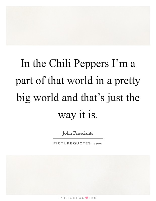 In the Chili Peppers I'm a part of that world in a pretty big world and that's just the way it is. Picture Quote #1