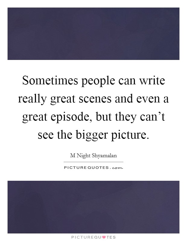 Sometimes people can write really great scenes and even a great episode, but they can't see the bigger picture. Picture Quote #1