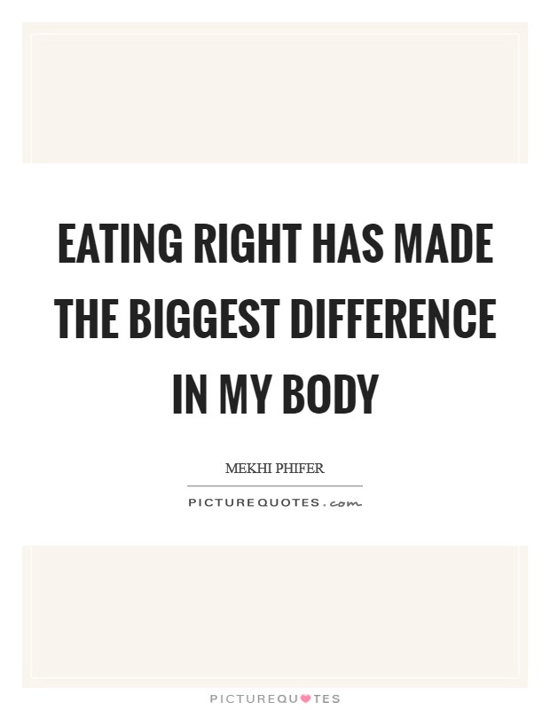 Eating right has made the biggest difference in my body Picture Quote #1