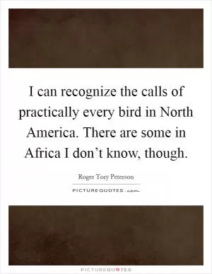 I can recognize the calls of practically every bird in North America. There are some in Africa I don’t know, though Picture Quote #1