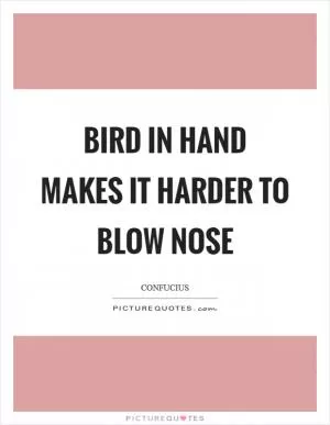 Bird in hand makes it harder to blow nose Picture Quote #1