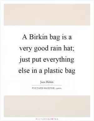 A Birkin bag is a very good rain hat; just put everything else in a plastic bag Picture Quote #1