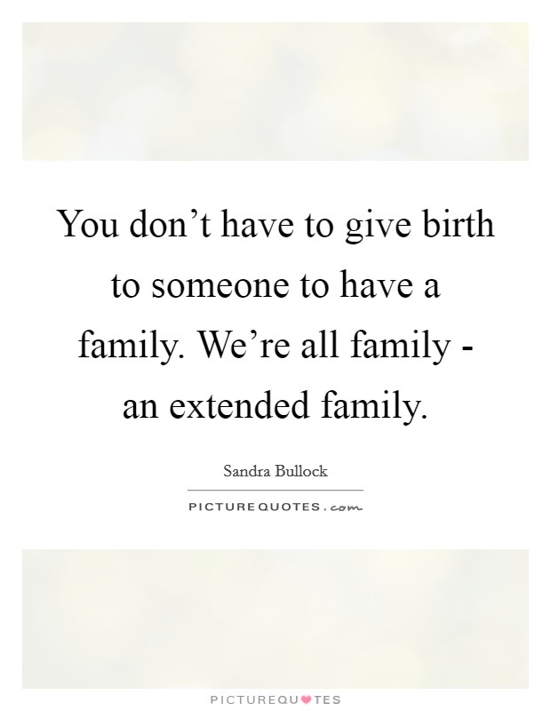 You don't have to give birth to someone to have a family. We're all family - an extended family. Picture Quote #1