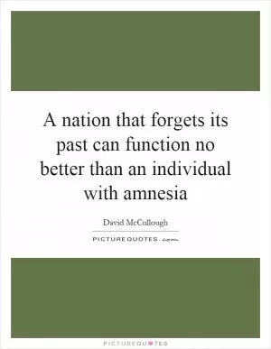 A nation that forgets its past can function no better than an individual with amnesia Picture Quote #1
