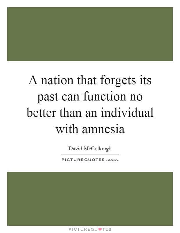 A nation that forgets its past can function no better than an individual with amnesia Picture Quote #1