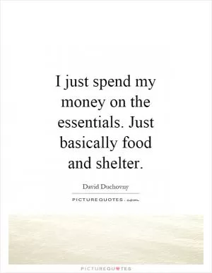 I just spend my money on the essentials. Just basically food and shelter Picture Quote #1