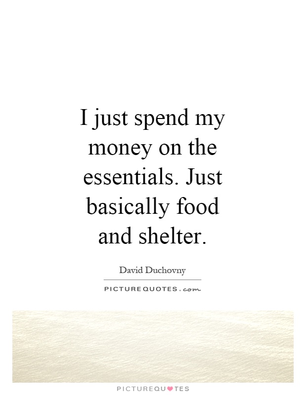 I just spend my money on the essentials. Just basically food and shelter Picture Quote #1