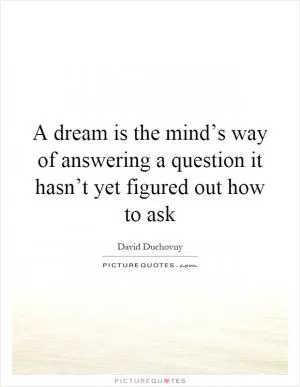 A dream is the mind’s way of answering a question it hasn’t yet figured out how to ask Picture Quote #1