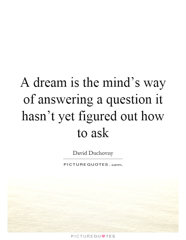A dream is the mind's way of answering a question it hasn't yet figured out how to ask Picture Quote #1