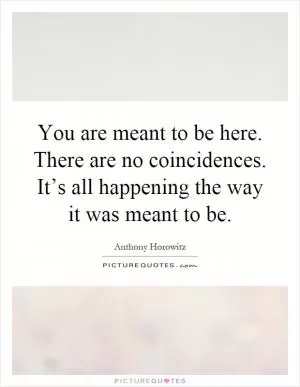 You are meant to be here. There are no coincidences. It’s all happening the way it was meant to be Picture Quote #1