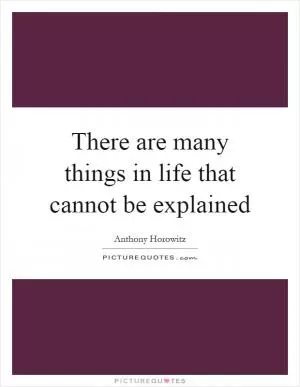 There are many things in life that cannot be explained Picture Quote #1
