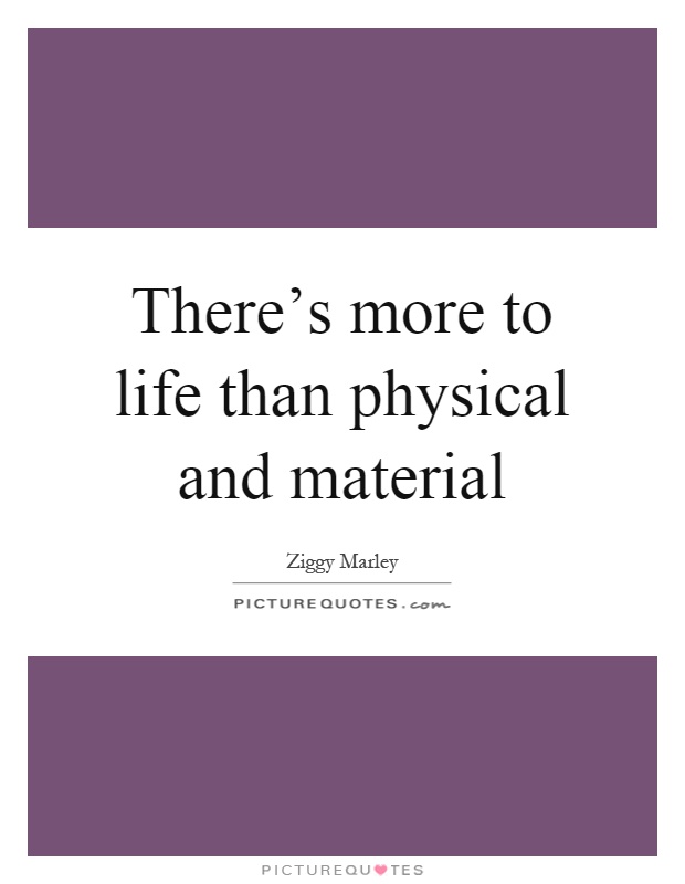 There's more to life than physical and material Picture Quote #1