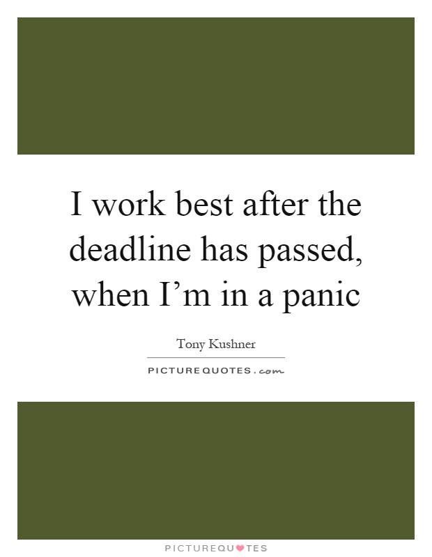 I work best after the deadline has passed, when I'm in a panic Picture Quote #1