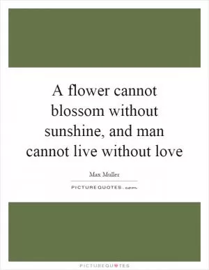 A flower cannot blossom without sunshine, and man cannot live without love Picture Quote #1