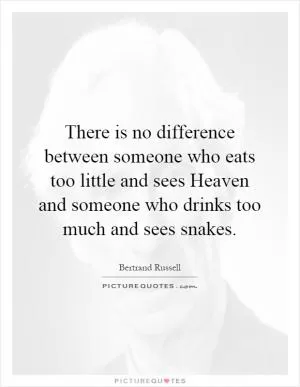 There is no difference between someone who eats too little and sees Heaven and someone who drinks too much and sees snakes Picture Quote #1