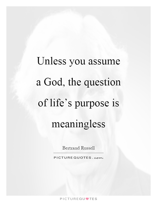 Unless you assume a God, the question of life's purpose is meaningless Picture Quote #1