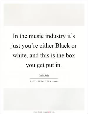 In the music industry it’s just you’re either Black or white, and this is the box you get put in Picture Quote #1