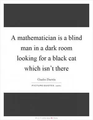 A mathematician is a blind man in a dark room looking for a black cat which isn’t there Picture Quote #1