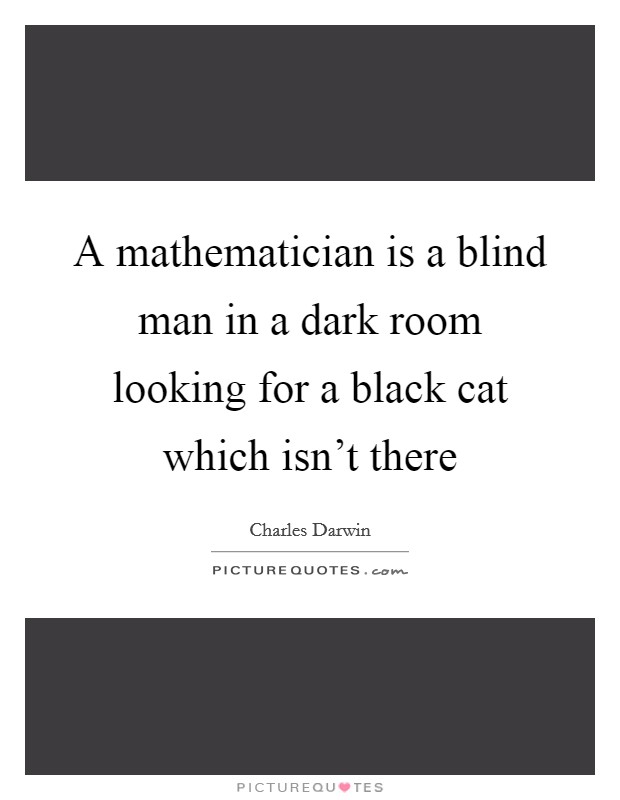 A mathematician is a blind man in a dark room looking for a black cat which isn't there Picture Quote #1