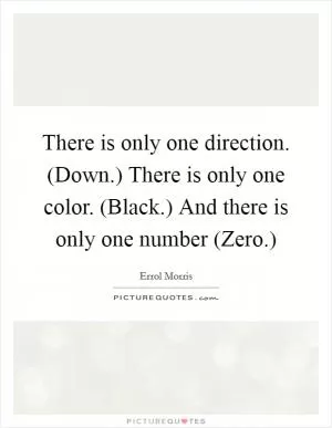 There is only one direction. (Down.) There is only one color. (Black.) And there is only one number (Zero.) Picture Quote #1