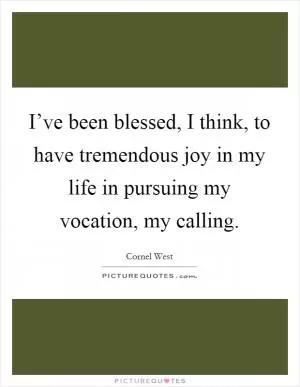I’ve been blessed, I think, to have tremendous joy in my life in pursuing my vocation, my calling Picture Quote #1
