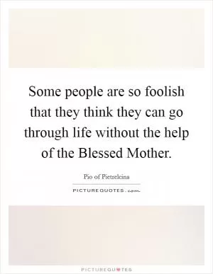 Some people are so foolish that they think they can go through life without the help of the Blessed Mother Picture Quote #1