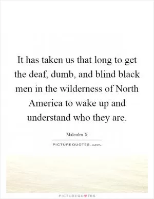 It has taken us that long to get the deaf, dumb, and blind black men in the wilderness of North America to wake up and understand who they are Picture Quote #1