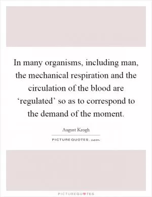 In many organisms, including man, the mechanical respiration and the circulation of the blood are ‘regulated’ so as to correspond to the demand of the moment Picture Quote #1