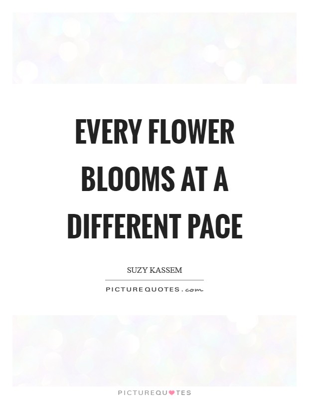 Every flower blooms at a different pace Picture Quote #1