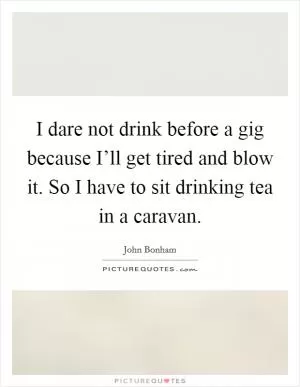I dare not drink before a gig because I’ll get tired and blow it. So I have to sit drinking tea in a caravan Picture Quote #1